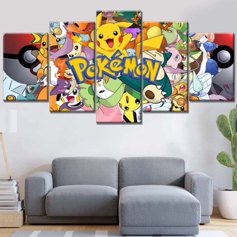 Tableau Pokemon tous les personnages 1 Toile Avec Cadre - ProduitPOD