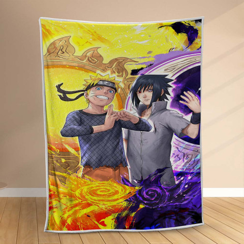 Plaid Naruto Uzumaki et Sasuke Uchiwa 1002 Couverture Polaire