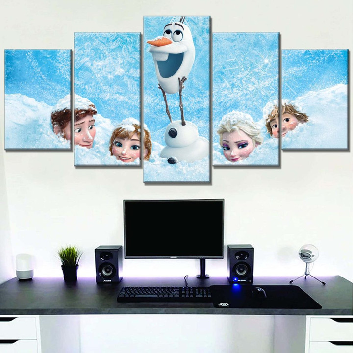 Tableau Frozen Reine des neiges Disney Tous les personnages 4 Toile Avec Cadre