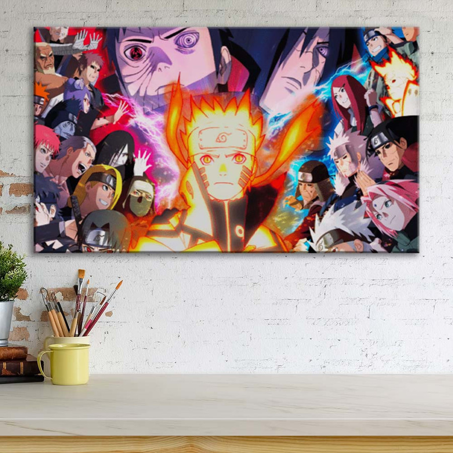 Tableau Naruto Tous Les Personnages 19 Toile Avec Cadre - ProduitPOD