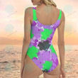 Purple and Green Paint Splatter Swimsuit, Purple and Green Paint Splatter One-piece Swimsuit