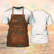 Barista Apron 3D Print Shirt Coffee Shop Uniform Brown [Non workwear]