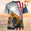Personalized Name Excavator American Tee Shirt