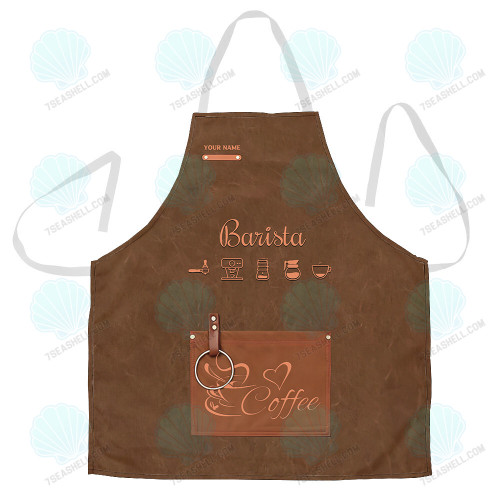 Barista Apron Coffee Shop Uniform Brown Personalized Apron