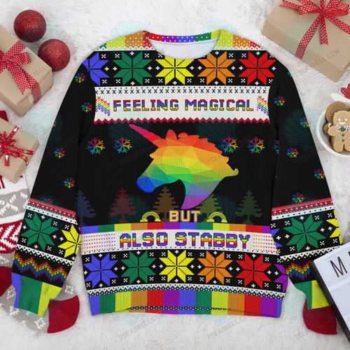 LGBT Feeling Magical But Also Stabby 3D Sweater Christmas Gift