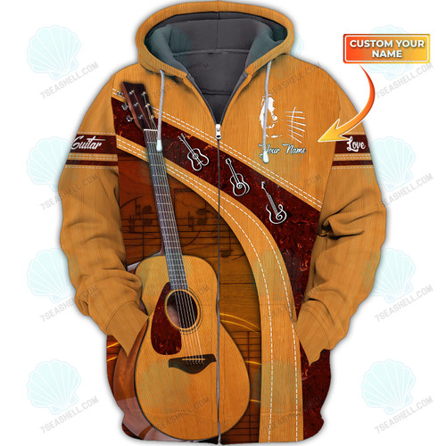 Love Guitar - Personalized Name 3D Zipper Hoodie