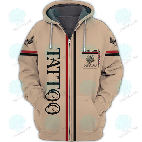 Tattoo Artist Shop Personalized Name Zipper Hoodie