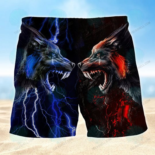 Werewolf Mens Boardshorts, Wolf Beach Shorts Men's Board Shorts, Wolf Mens Swim Trunks