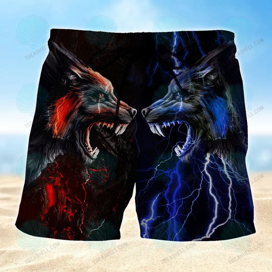 Werewolf Mens Boardshorts, Wolf Beach Shorts Men's Board Shorts, Wolf Mens Swim Trunks