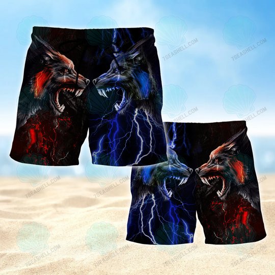 Werewolf Mens Boardshorts, Wolf Beach Shorts Men's Board Shorts, Wolf Mens Swim Trunks