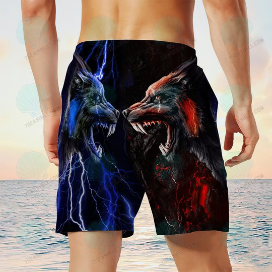 Werewolf Mens Boardshorts, Wolf Beach Shorts Men's Board Shorts, Wolf Mens Swim Trunks