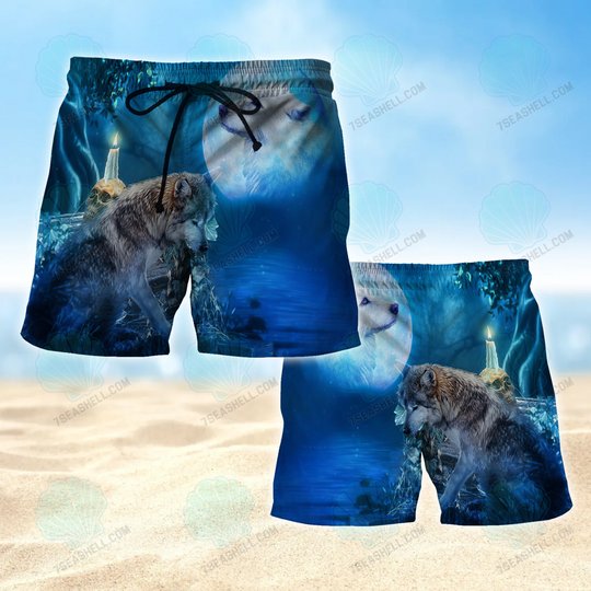 Wolf Mens Boardshorts, Wolf Beach Shorts Men's Board Shorts, Wolf Mens Swim Trunks