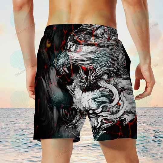 Wolf Mens Boardshorts, Wolf Beach Shorts Men's Board Shorts, Wolf Mens Swim Trunks
