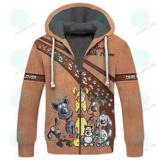 Dog Lover Shirts, Paw Pattern Shirt, Never Walk Alone, Dog 3D Shirt