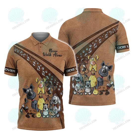 Dog Lover Shirts, Paw Pattern Shirt, Never Walk Alone, Dog 3D Shirt
