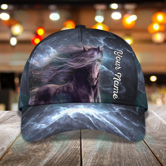Animal Horse in Dark Night Custom Hat Personalized Cap for Adult Men Women