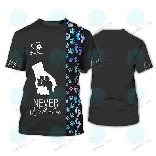 Dog Lovers Tshirt Custom Paw Dog Shirt Never Walk Alone