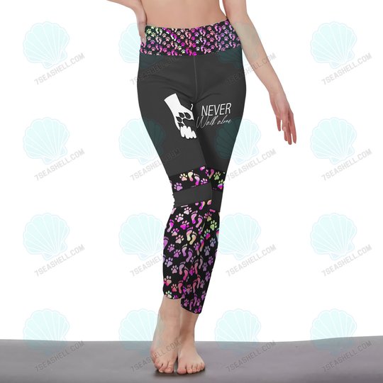 Dog Lovers Legging Paw Dog Pattern Dog Mom Legging Never Walk Alone Black Pink