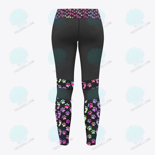 Dog Lovers Legging Paw Dog Pattern Dog Mom Legging Never Walk Alone Black Pink