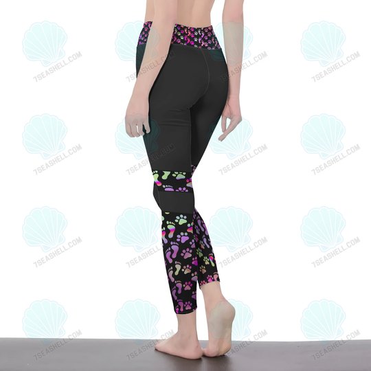 Dog Lovers Legging Paw Dog Pattern Dog Mom Legging Never Walk Alone Black Pink