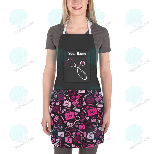 Nursing Tools Pattern Apron Medical Apron Custom Nurse Apron Black Pink