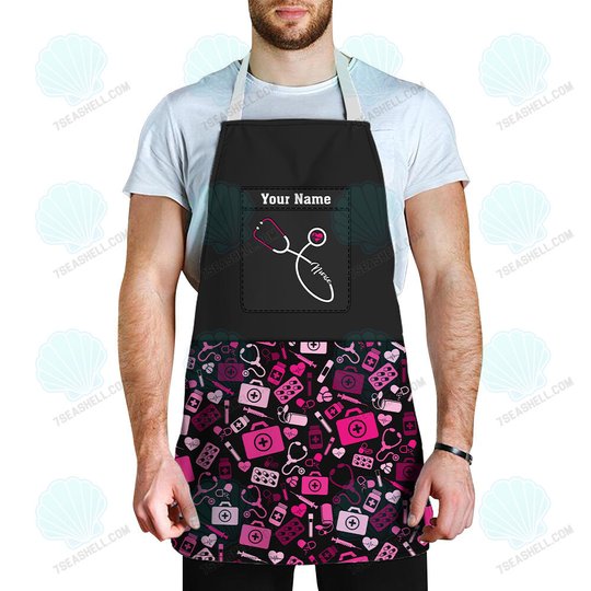 Nursing Tools Pattern Apron Medical Apron Custom Nurse Apron Black Pink