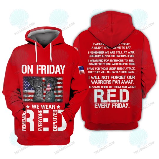 On Friday We Wear Red US Veteran 3D All Over Printed Hoodie T Shirt