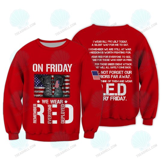 On Friday We Wear Red US Veteran 3D All Over Printed Hoodie T Shirt