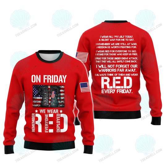 On Friday We Wear Red US Veteran 3D All Over Printed Hoodie T Shirt