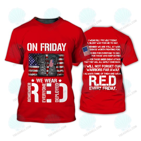 On Friday We Wear Red US Veteran 3D All Over Printed Hoodie T Shirt