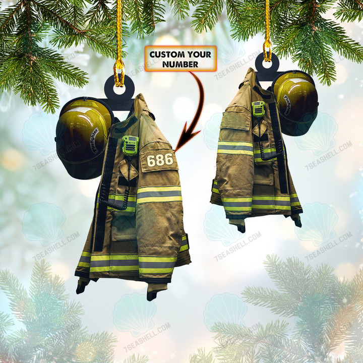 Firefighter Yellow Helmet Ornament, Firefighter Custom Shaped Ornament, Personalized Christmas Ornaments