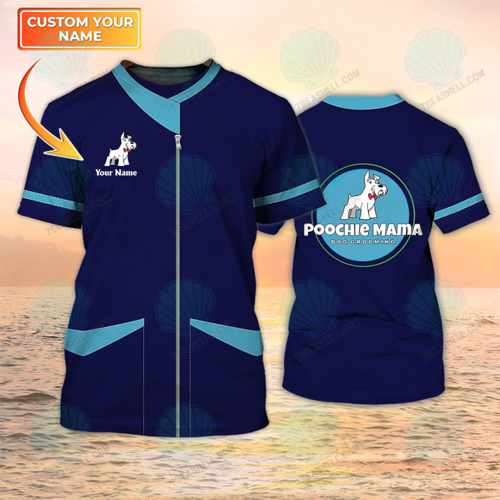 Poochie Mama Dog Grooming Custom T Shirt Grooming Uniform Tee Shirt