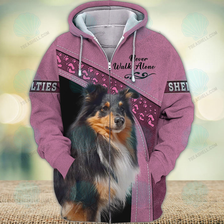 Shelties Love Never Walk Alone 3D Full Print Shirts 1331
