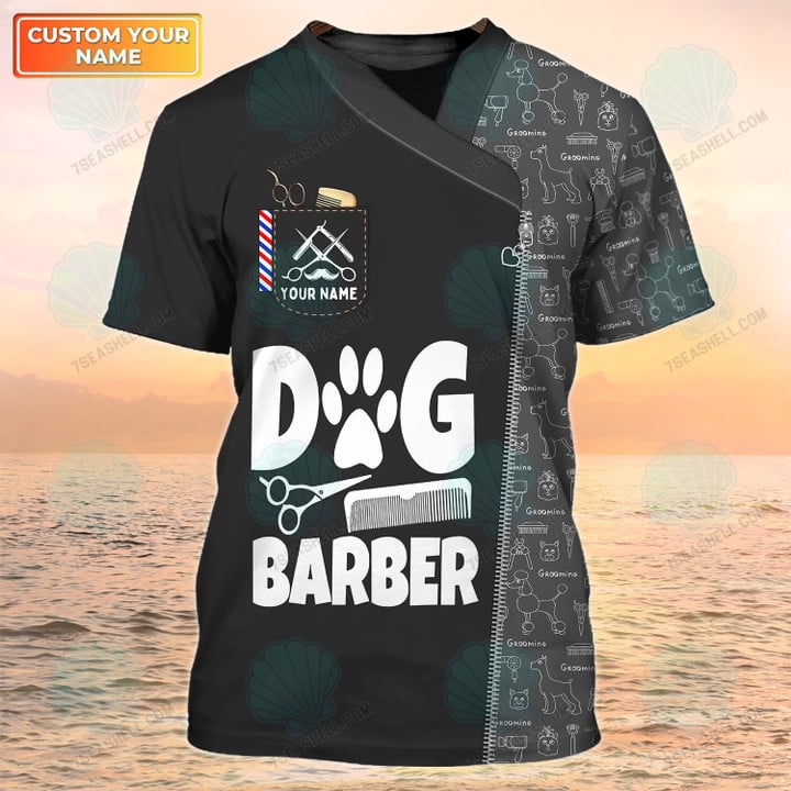Holatshirt Paw Dog Groomer Dog Barber Black Pet Groomer Uniform T-Shirt [Non Workwear]