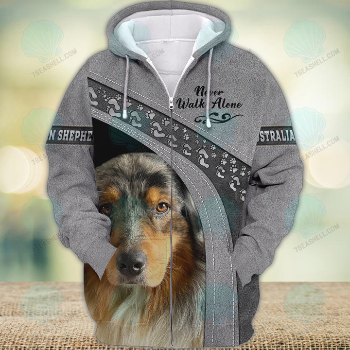 Australian shepherd Lover Never Walk Alone 3D Full Print Shirts 1688