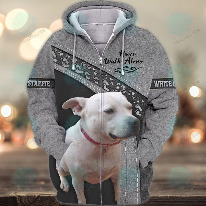 White Staffie Never Walk Alone 3D Full Print Shirts 1753
