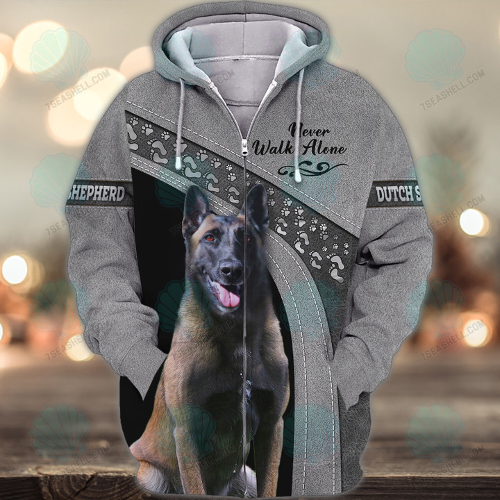 Dutch shepherd Never Walk Alone 3D Full Print Shirts 1864