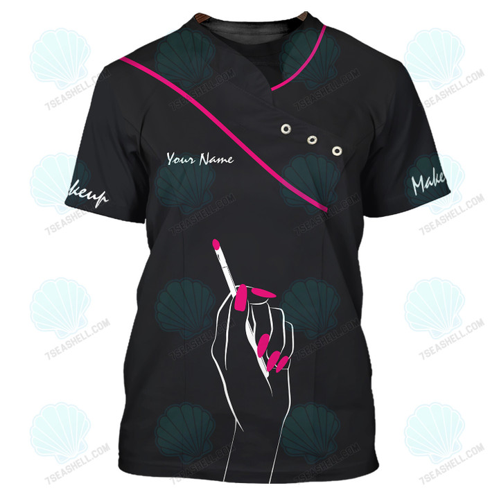 Hot Pink Vintage Make up Artist Shirts Makeup Uniform Tee Shirt Make up Tools (Non Workwear)