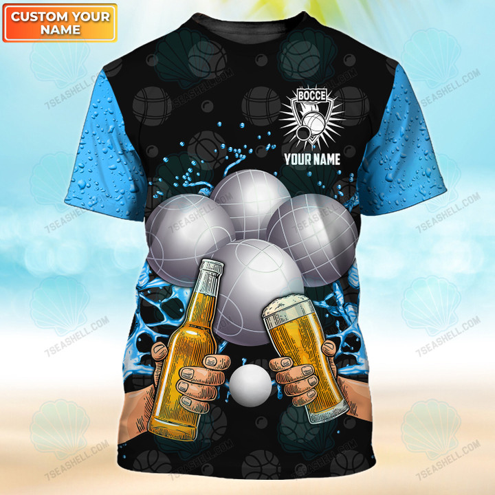Bocce Ball And Beer Custom Name 3D Shirts Personalized Tshirts