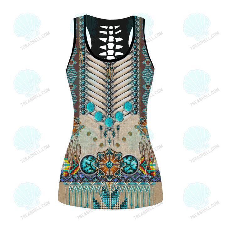 Tribal Pattern Native American 3D Back Hollow Tank Top
