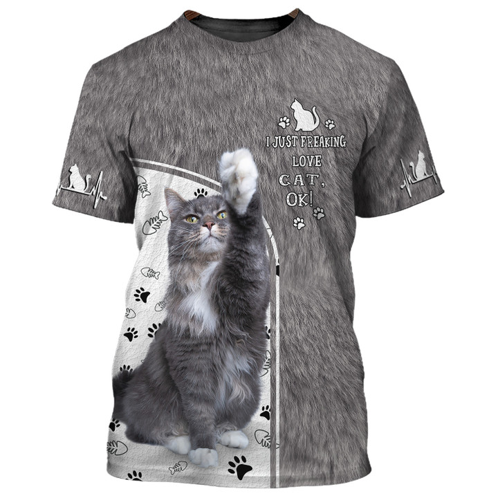 Tabby Maine Coon Cat Paw 3D Shirt Gift For Cat Lover Hoodie Zip