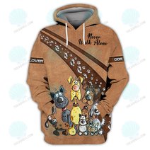 Dog Lover Shirts, Paw Pattern Shirt, Never Walk Alone, Dog 3D Shirt