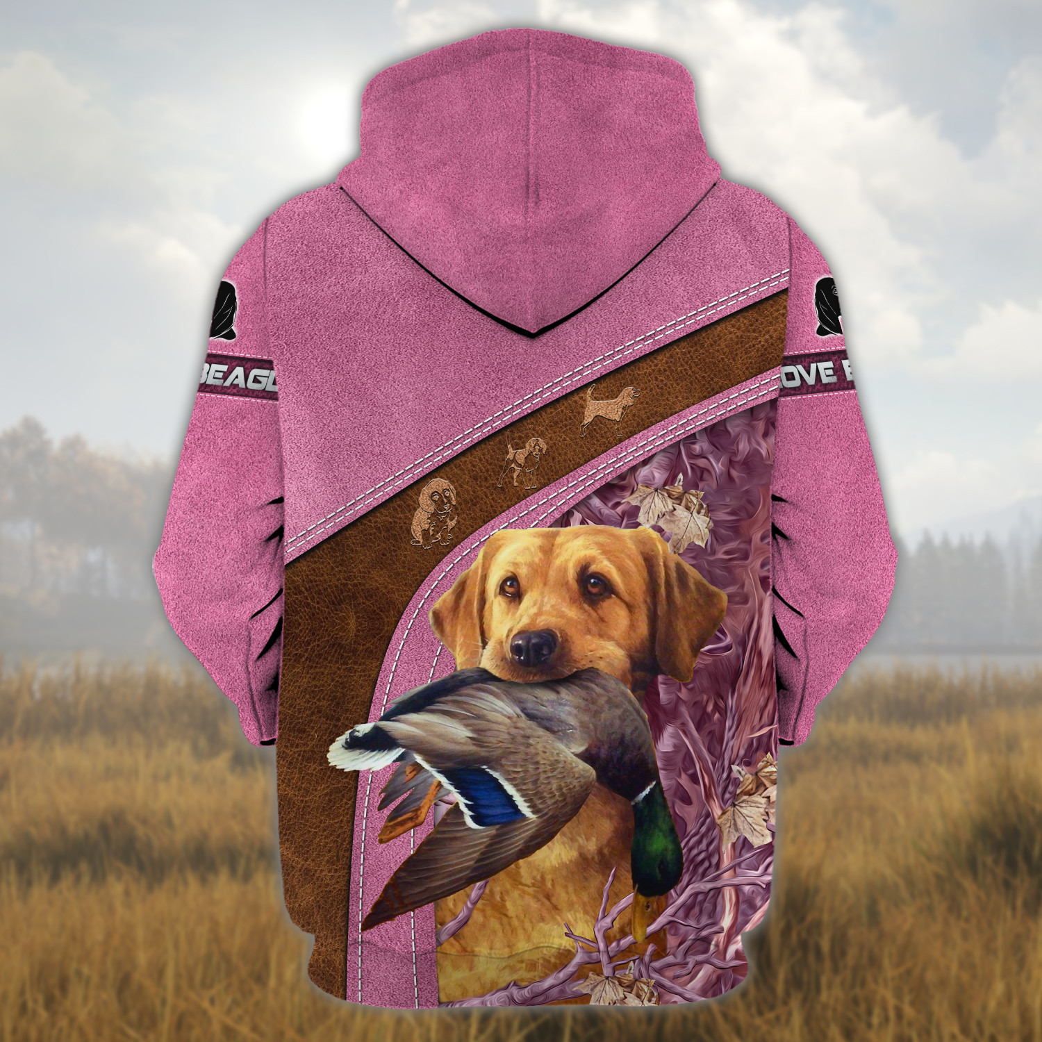 Beagle Hunting Custom Name 3d Zipper Hoodie Pink