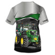 Grey & Green Tractor T-Shirt Truck Driver Shirts Tractor T-Shirt