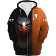 Eagle 3D Printed Shirt Eagle Custom Zipper Hoodie Black & Orange