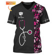 Doctor Tools Pattern T-Shirt Custom Doctor Tee Shirt Black Pink