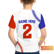 I Pet Dogs I Play Baseball, Personalized Name 3D Kid T-Shirt