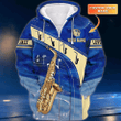 Saxophone Z123 Personalized Name 3D Zipper Hoodie