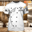 Chef, Cook, Personalized Name 3D Tshirt 81, HTA (White)