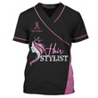 Hot Pink Hair Stylist Uniform Hairdresser Tee Shirt (Non Workwear)